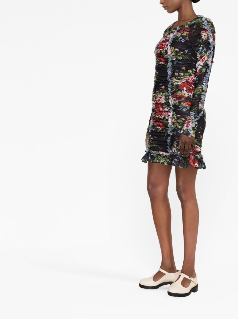 Black Harley Floral Ruched Dress