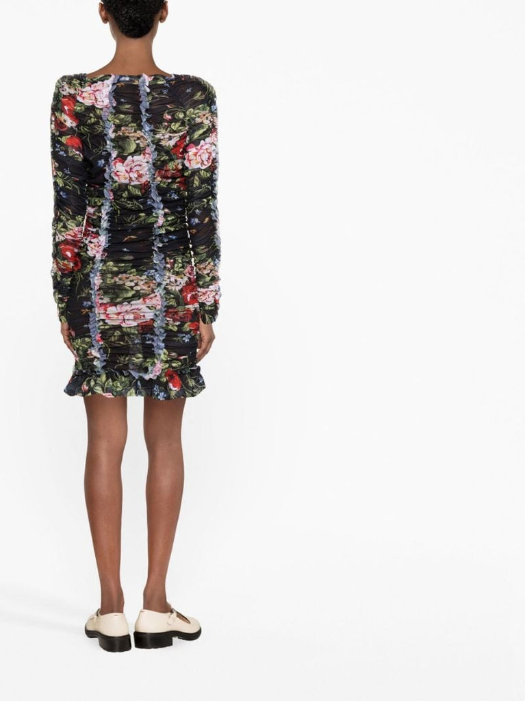 Black Harley Floral Ruched Dress