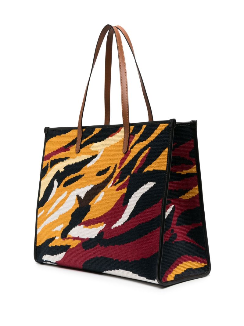 Black Embroidered Horse Tote Bag