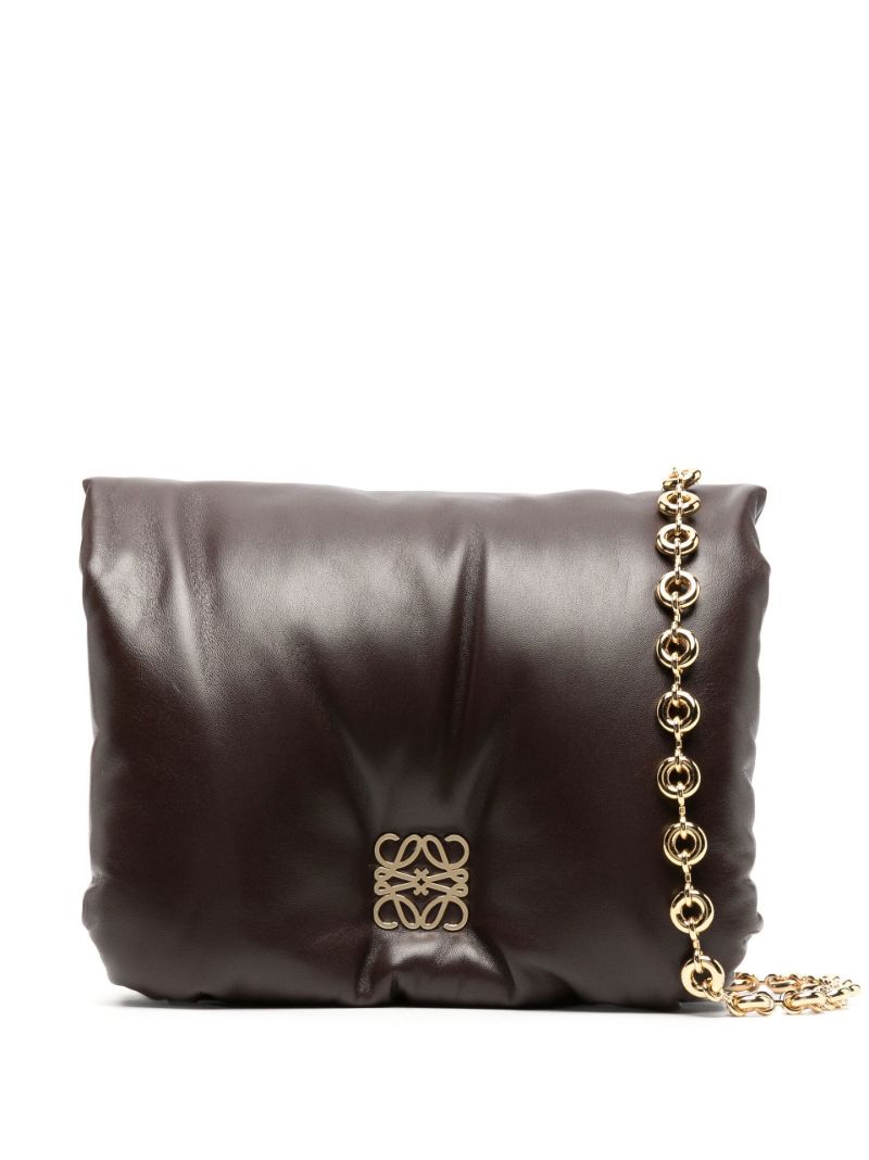 Brown Puffer Goya Leather Shoulder Bag