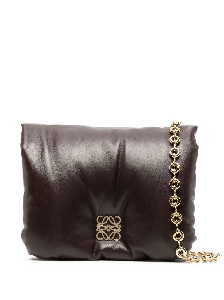 Brown Puffer Goya Leather Shoulder Bag