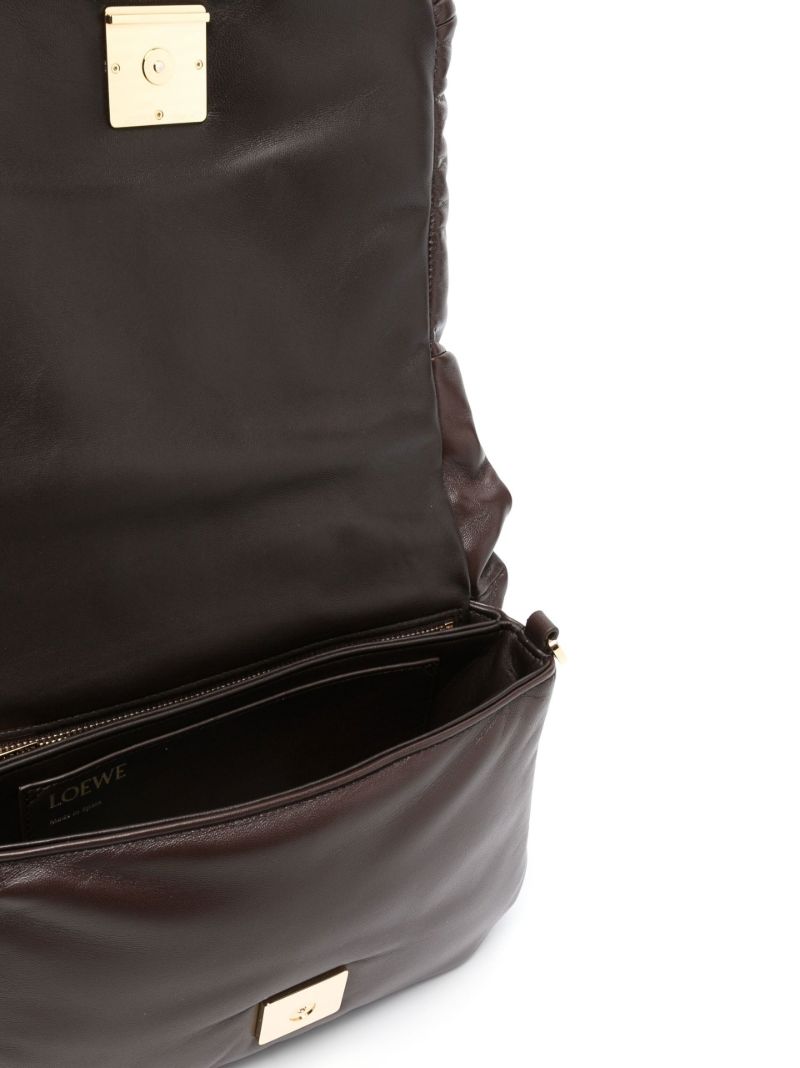 Brown Puffer Goya Leather Shoulder Bag