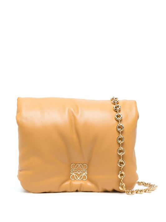 Yellow Goya Puffer Leather Shoulder Bag