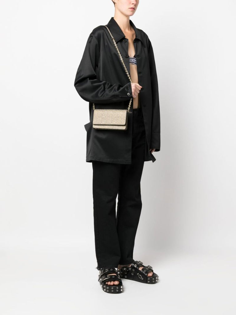 Brown Four Stitch Herringbone-print Shoulder Bag