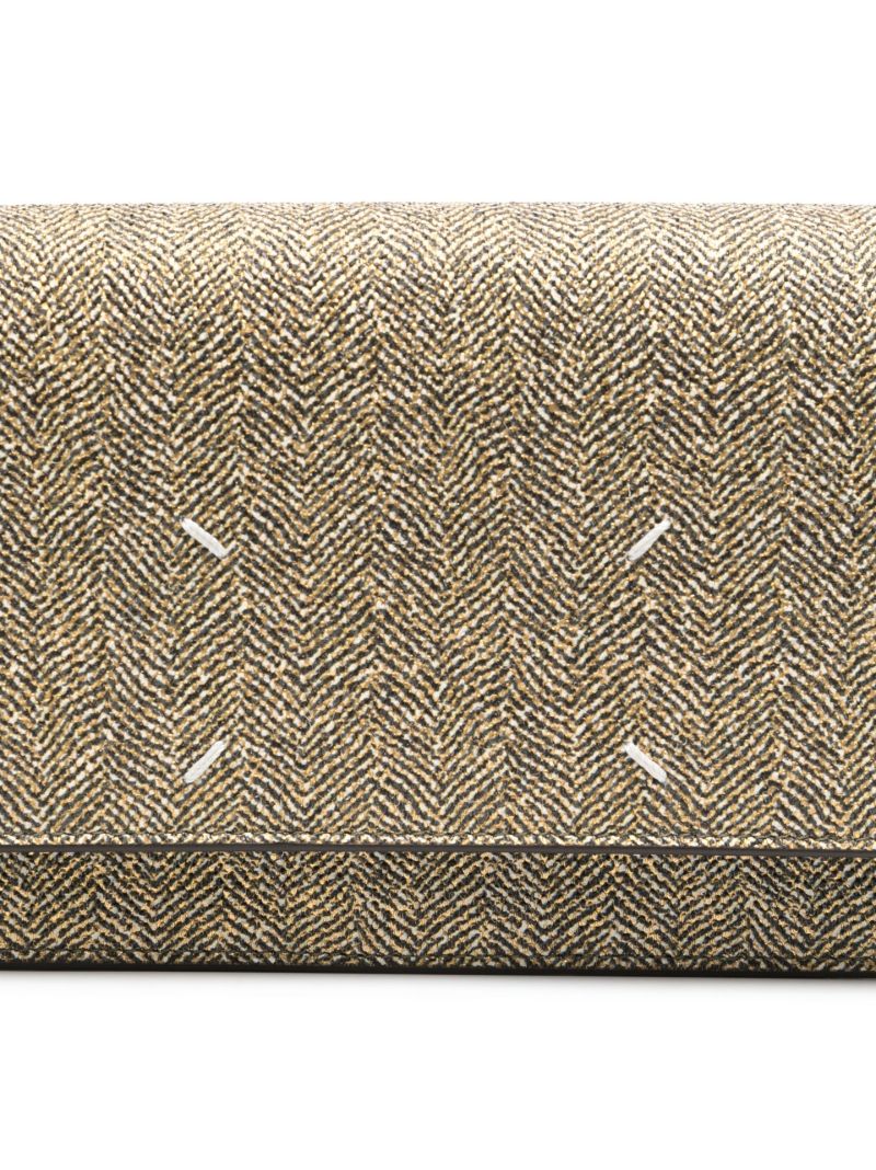 Brown Four Stitch Herringbone-print Shoulder Bag