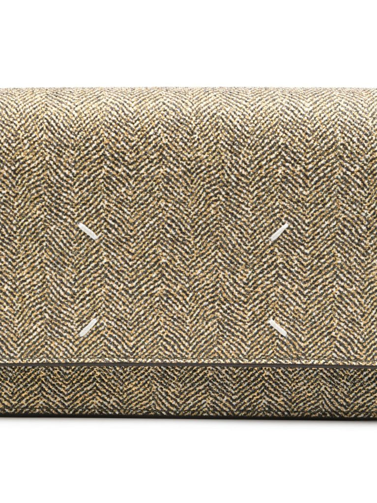 Brown Four Stitch Herringbone-print Shoulder Bag