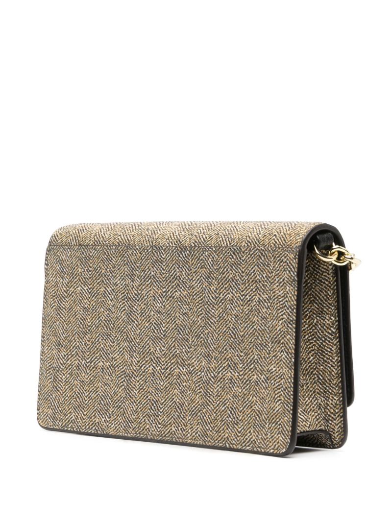 Brown Four Stitch Herringbone-print Shoulder Bag