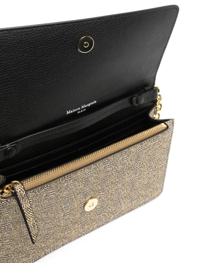 Brown Four Stitch Herringbone-print Shoulder Bag