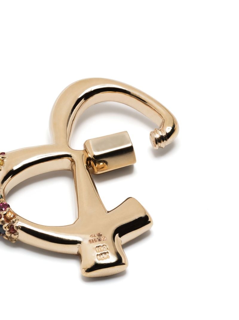 14k Yellow Gold Ampersand Diamond and Sapphire Lock Pendant