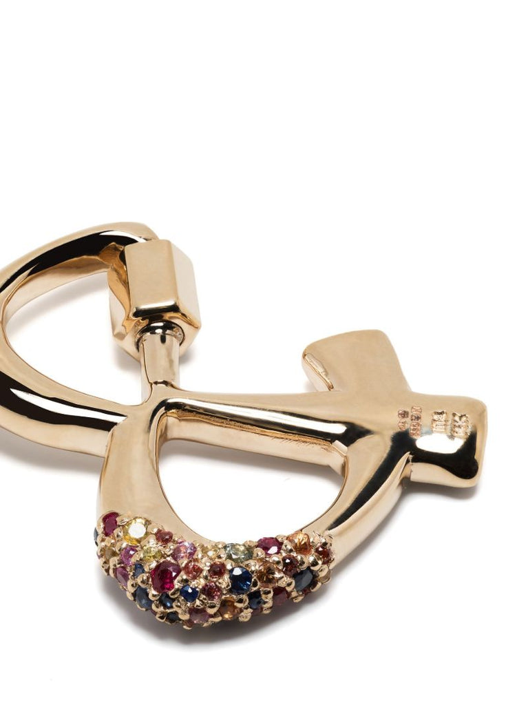14k Yellow Gold Ampersand Diamond and Sapphire Lock Pendant