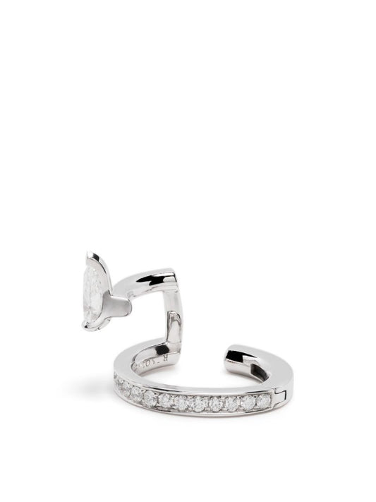 18k White Gold Serti Sur Vide Diamond Single Ear Cuff