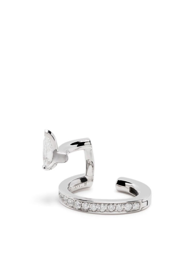 18k White Gold Serti Sur Vide Diamond Single Ear Cuff
