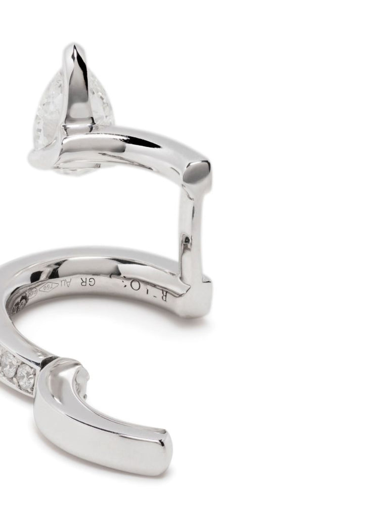 18k White Gold Serti Sur Vide Diamond Single Ear Cuff