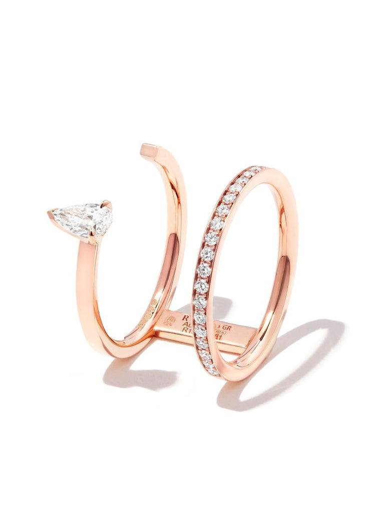 18k Rose Gold Serti Sur Vide Two Row Diamond Ring