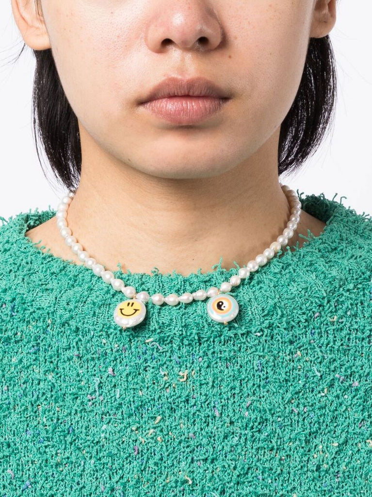 Gold-plated Pearl Yin and Yang Choker Necklace