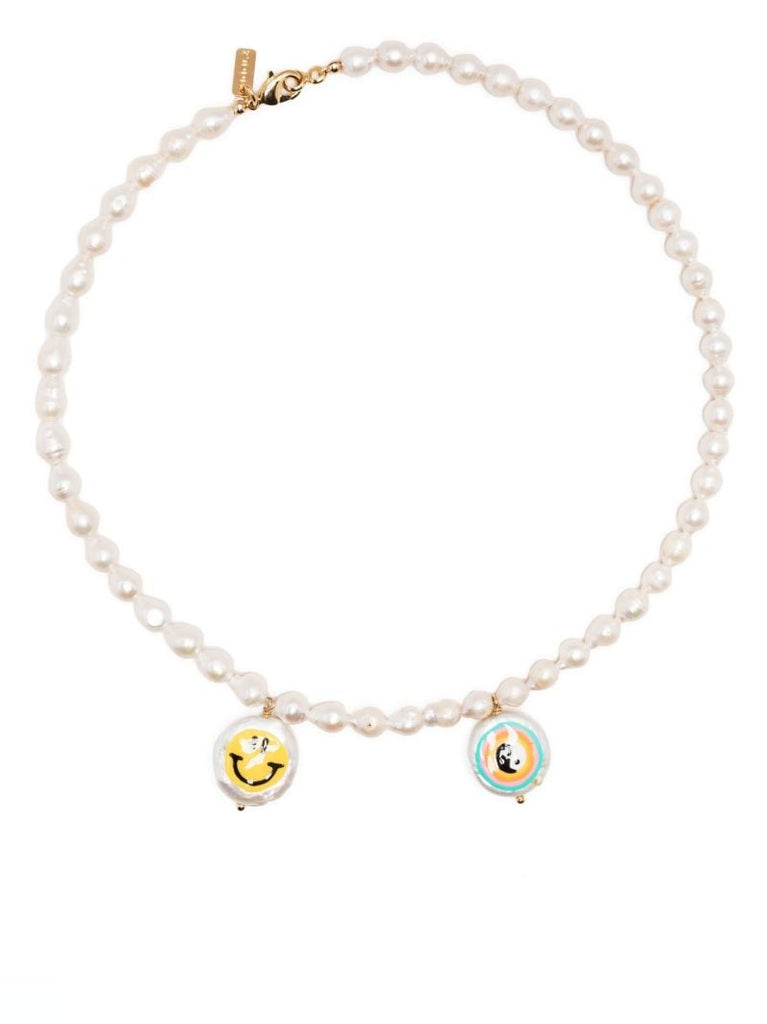 Gold-plated Pearl Yin and Yang Choker Necklace