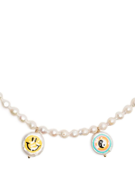 Gold-plated Pearl Yin and Yang Choker Necklace