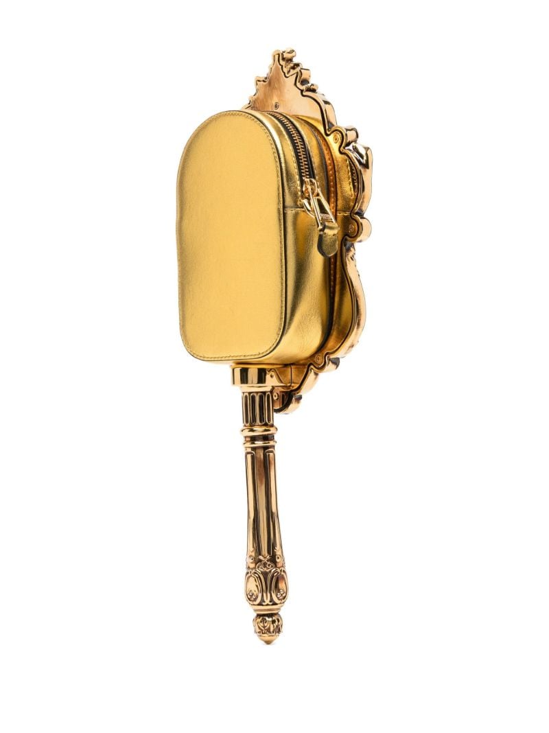 Gold-tone Hand Mirror Leather Cross Body Bag