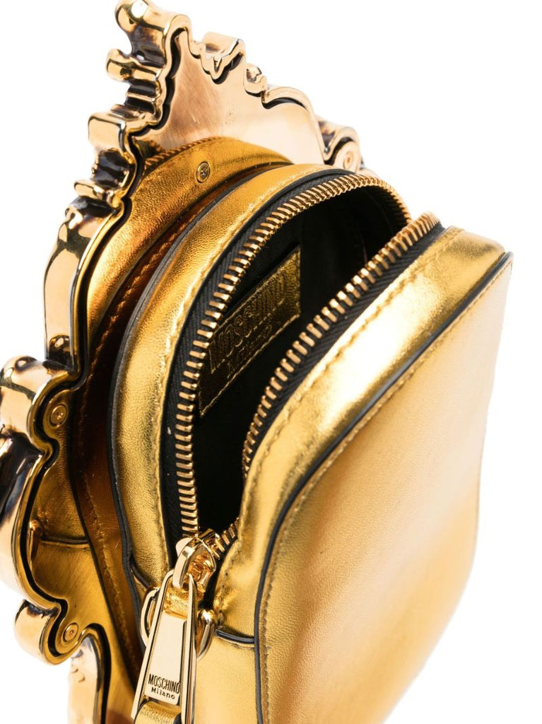 Gold-tone Hand Mirror Leather Cross Body Bag