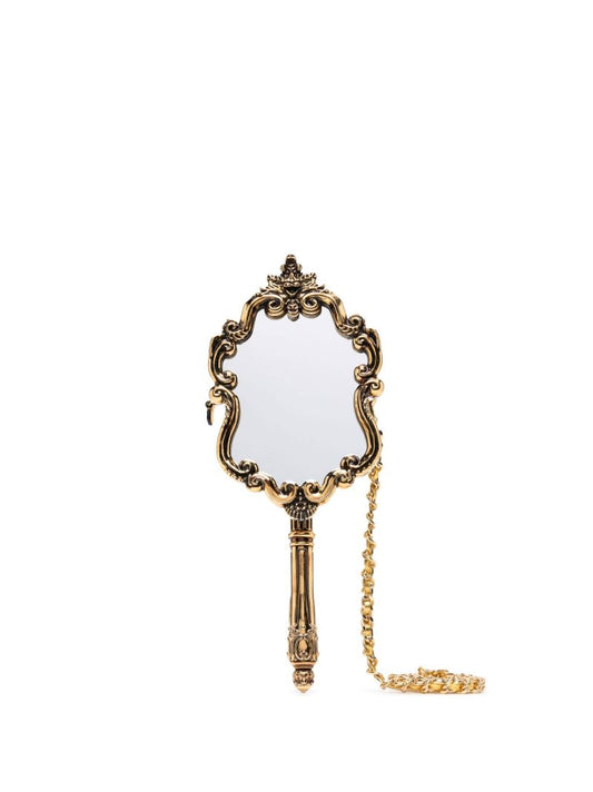 Gold-tone Hand Mirror Leather Cross Body Bag