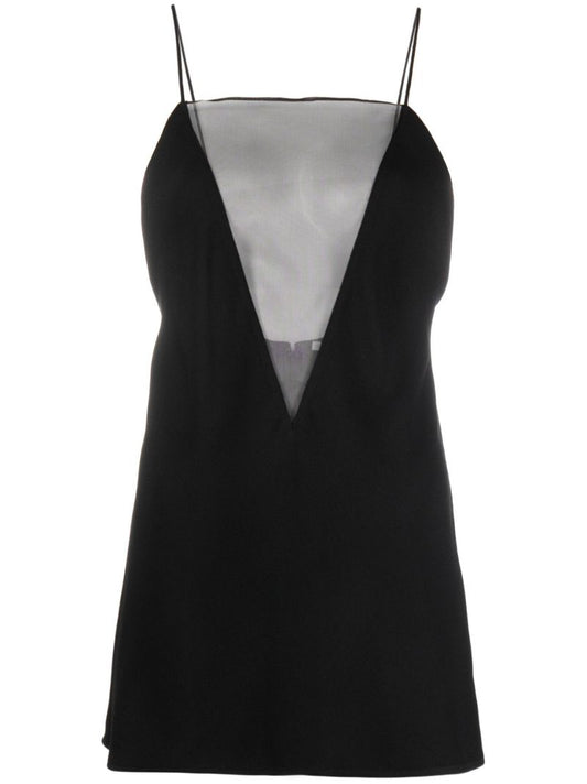 Black Sheer Silk Camisole Top