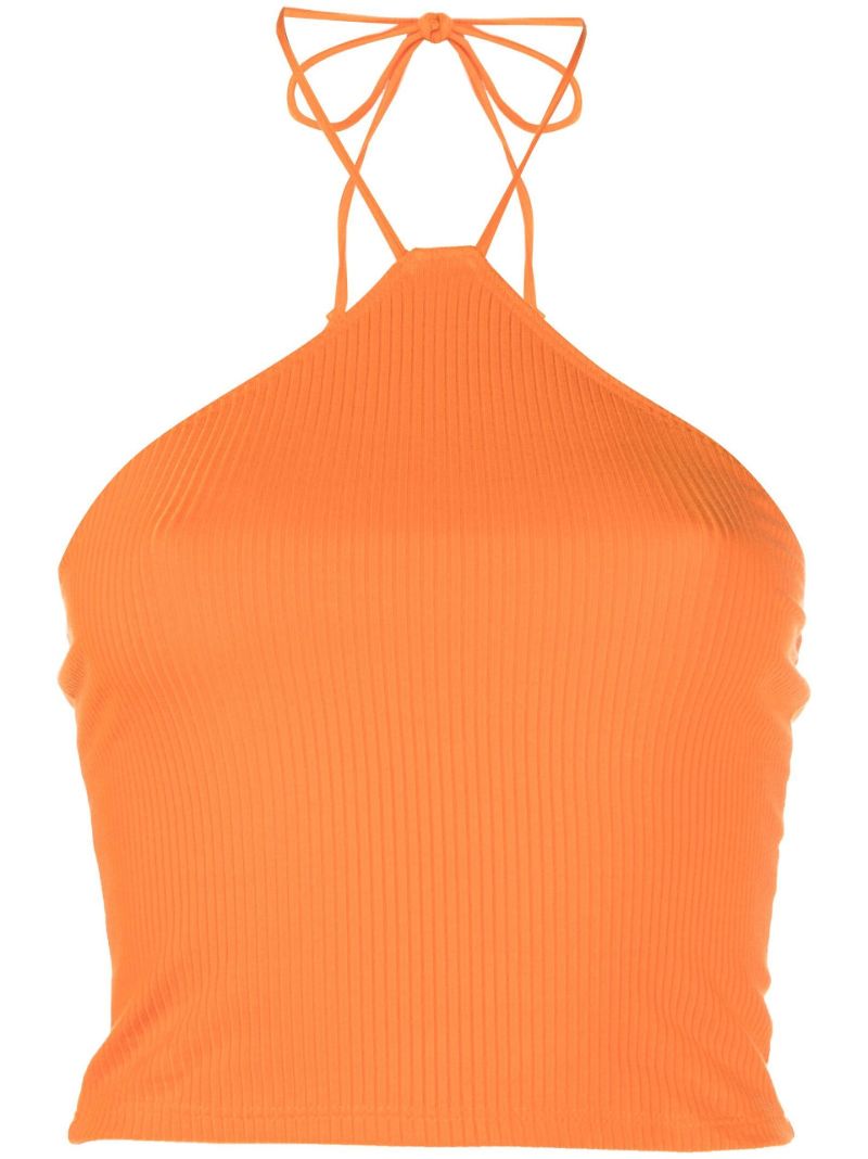 Orange Aversa Halterneck Crop Top
