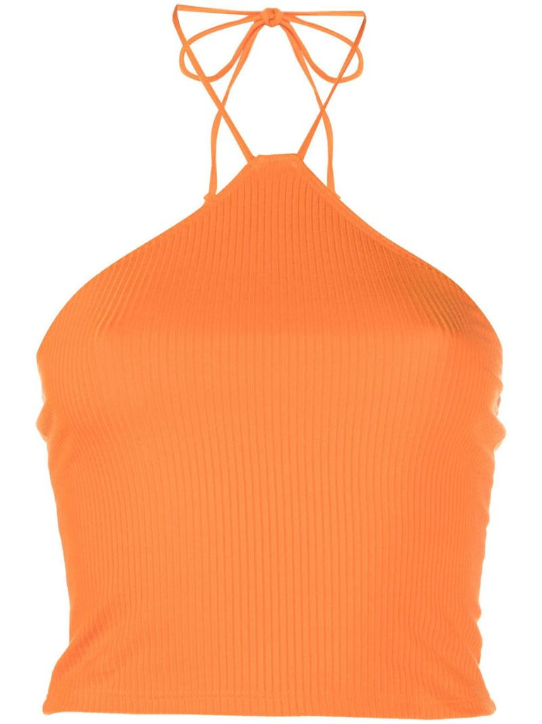 Orange Aversa Halterneck Crop Top