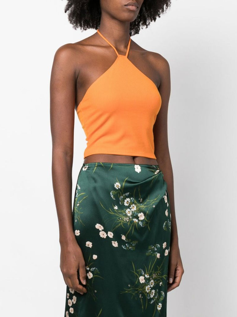 Orange Aversa Halterneck Crop Top