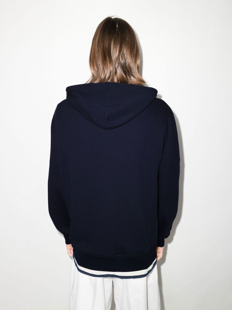 Blue Slogan Print Cotton Hoodie