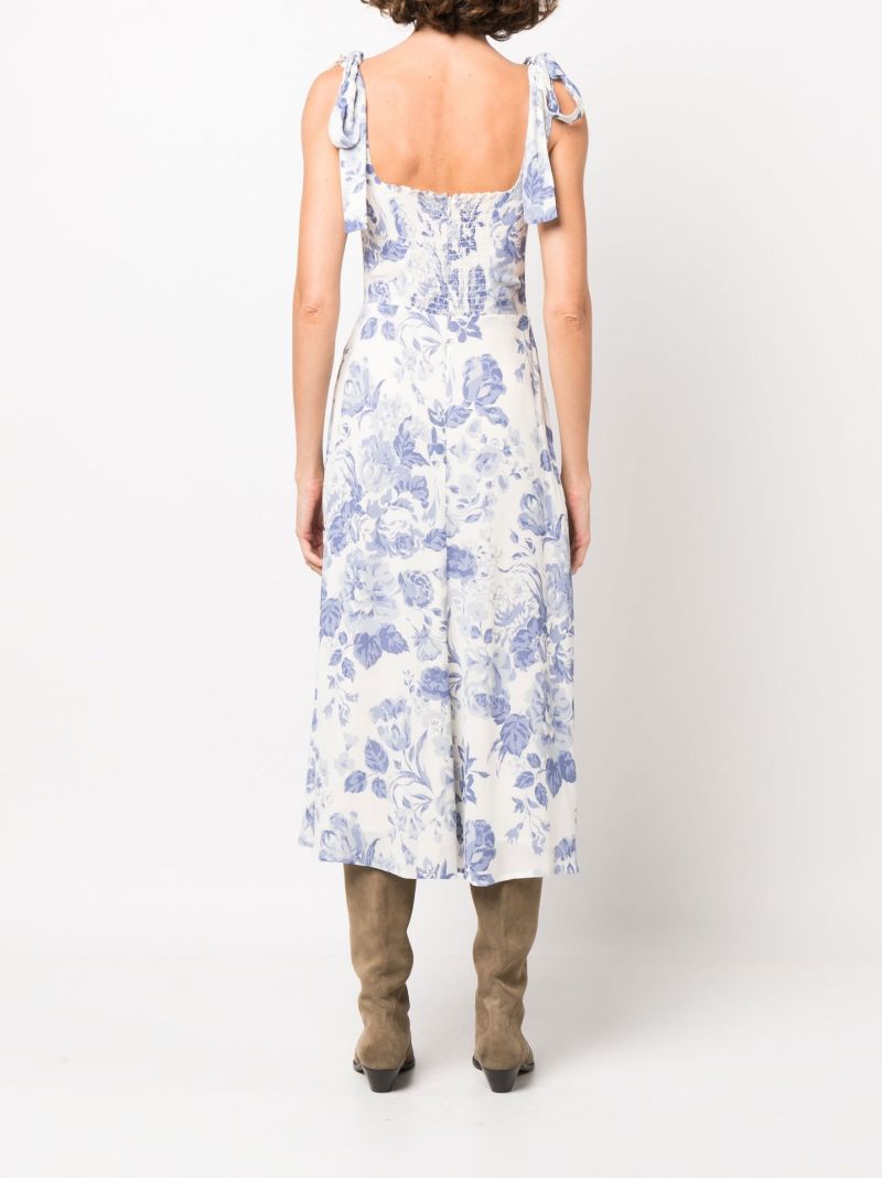 White Twilight Floral Print Midi Dress