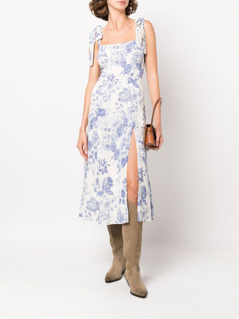 White Twilight Floral Print Midi Dress