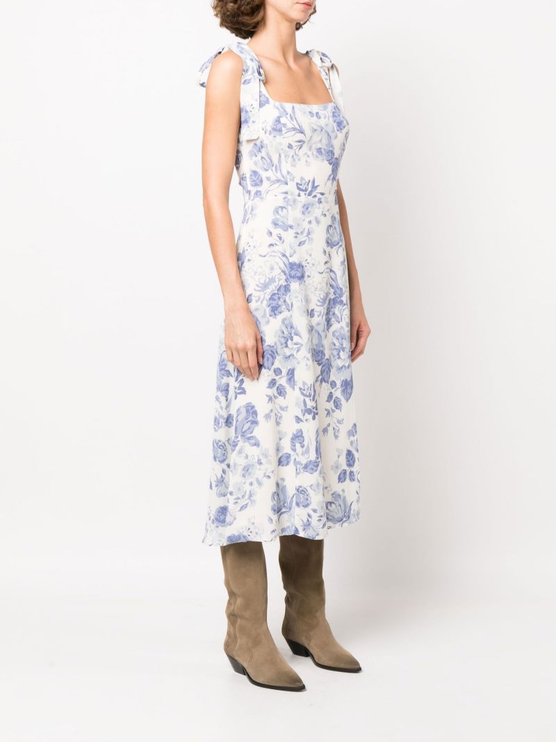 White Twilight Floral Print Midi Dress
