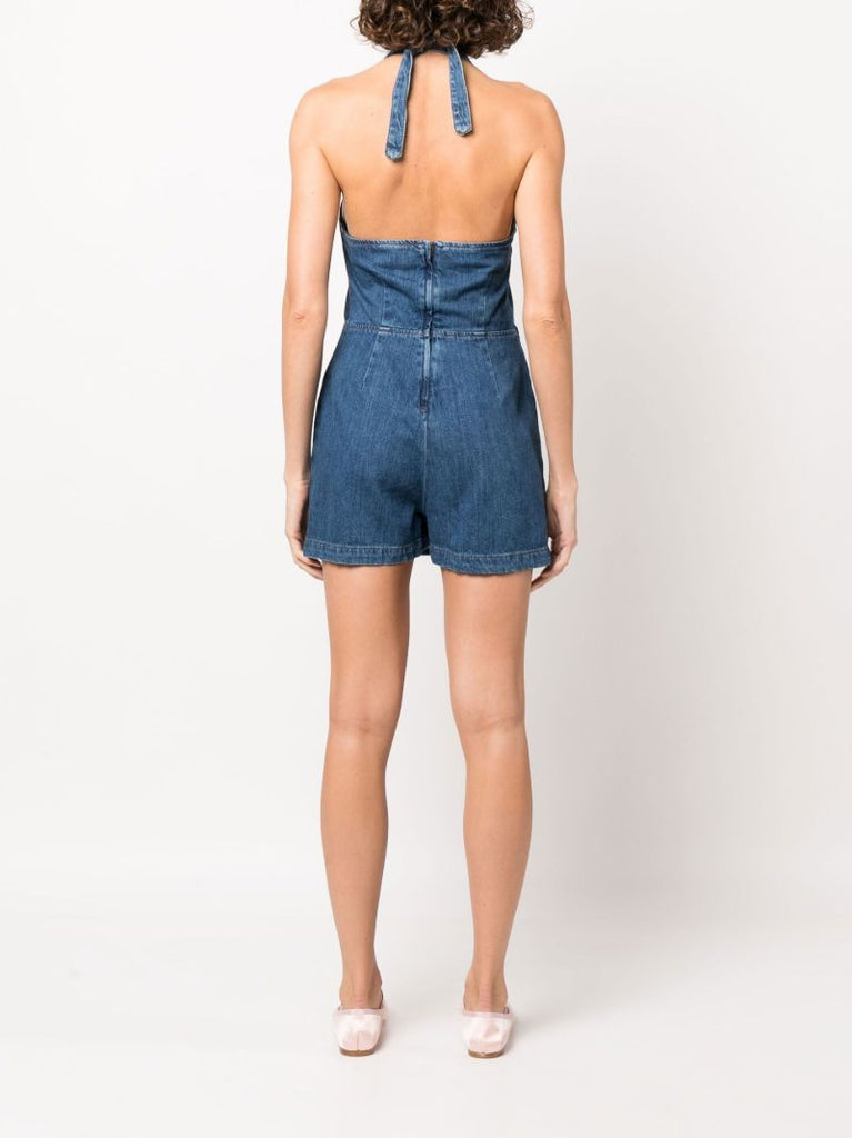 Blue Pamela Halterneck Denim Mini Dress