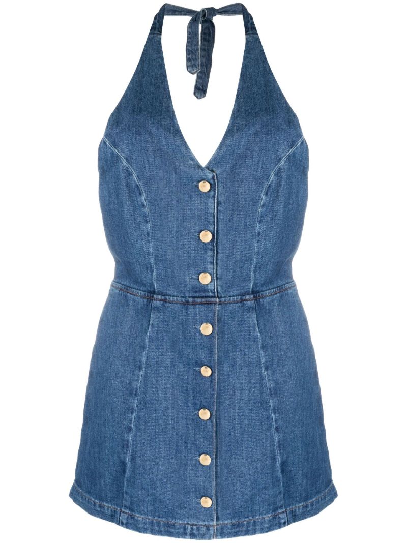 Blue Pamela Halterneck Denim Mini Dress