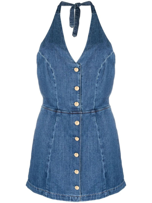Blue Pamela Halterneck Denim Mini Dress