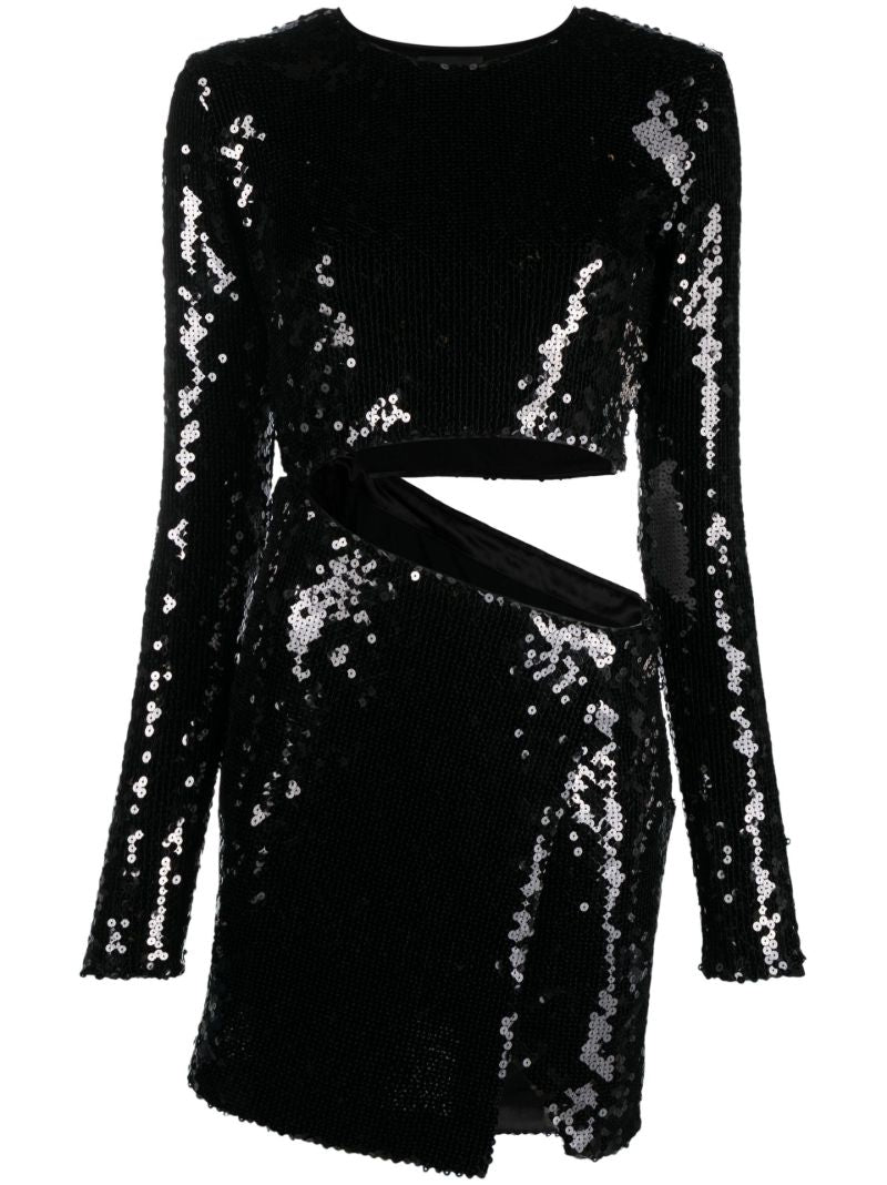 Black Gia Cut-out Sequin Mini Dress