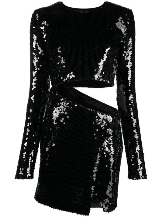 Black Gia Cut-out Sequin Mini Dress