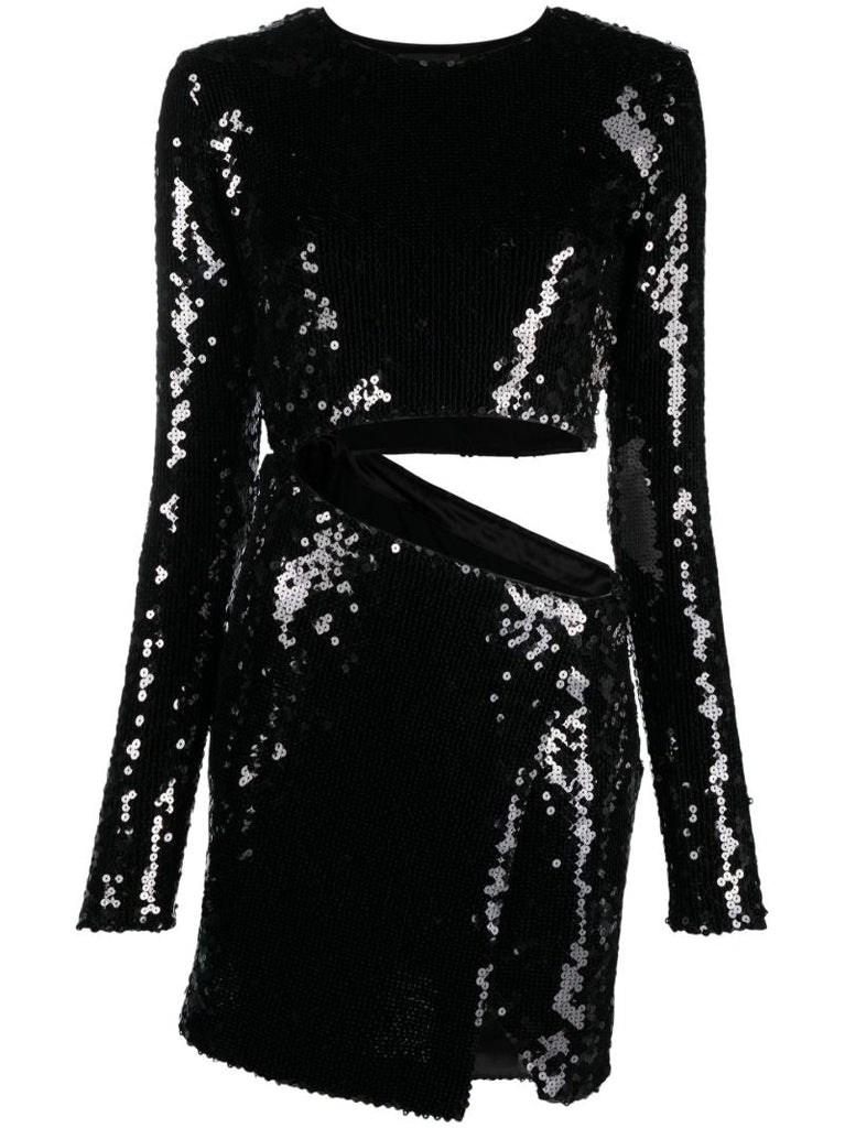 Black Gia Cut-out Sequin Mini Dress