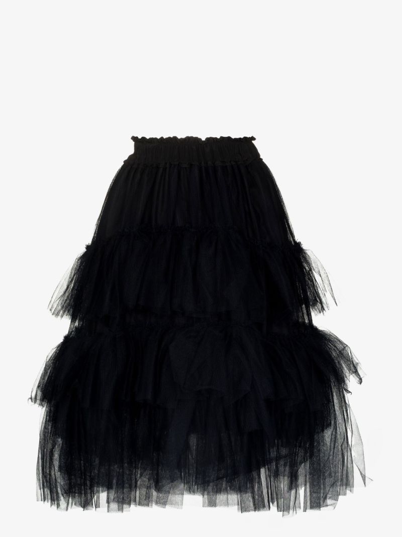Black High Waist Tiered Tulle Skirt