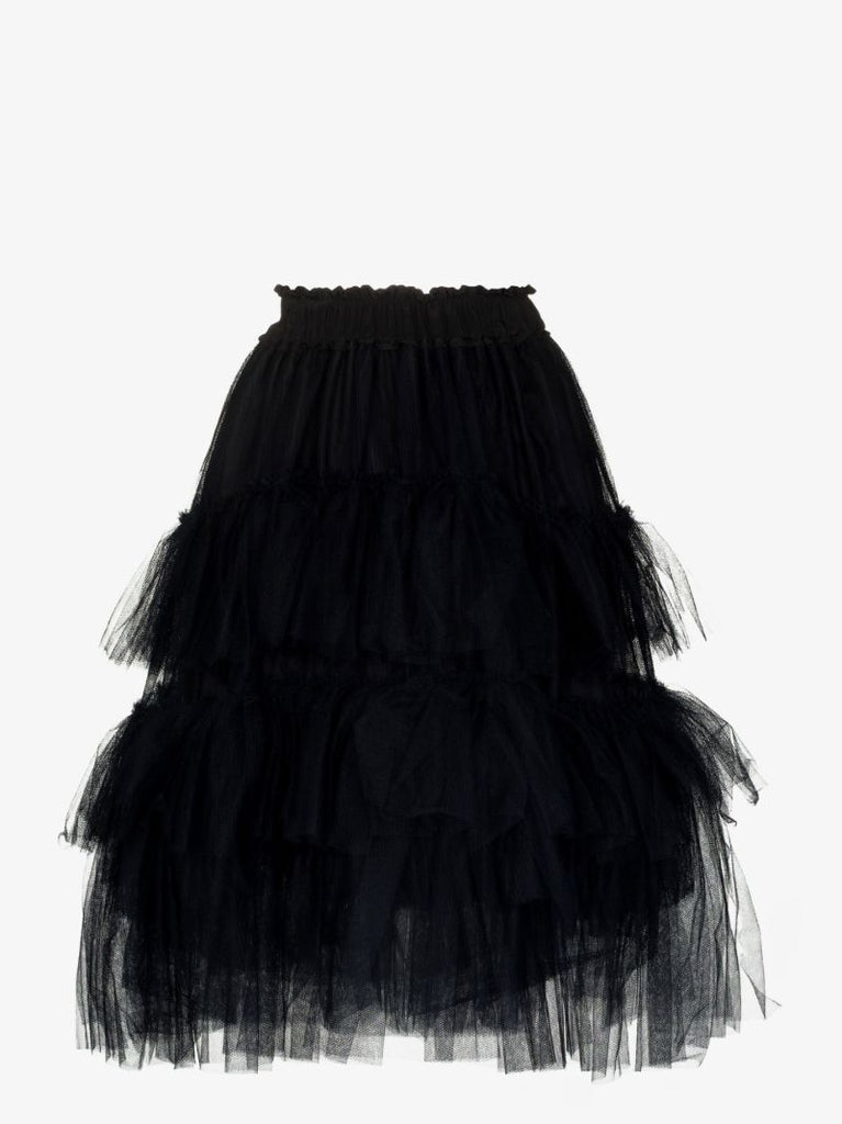 Black High Waist Tiered Tulle Skirt