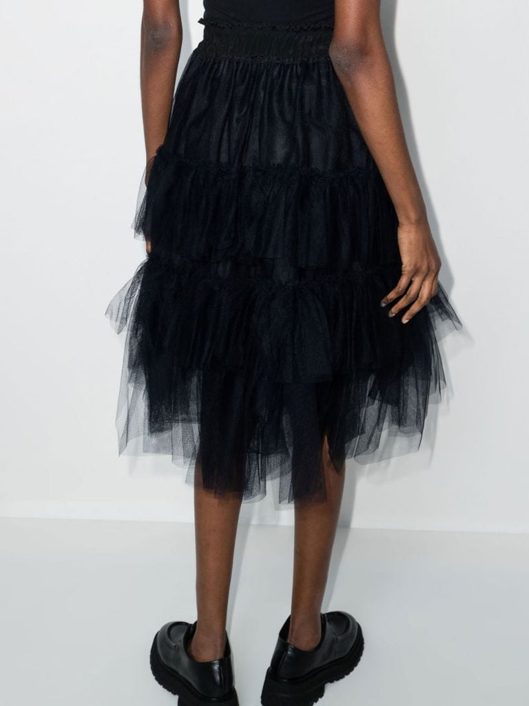 Black High Waist Tiered Tulle Skirt