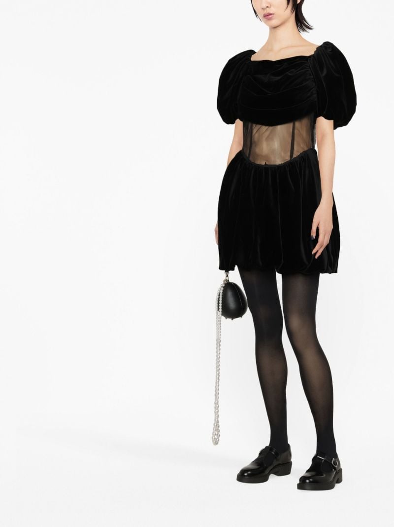 Black Sculpted Puff Sleeve Mini Dress