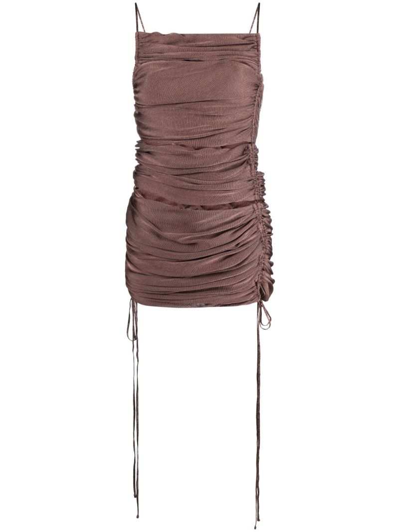 Brown Appleskin Cut-out Dress