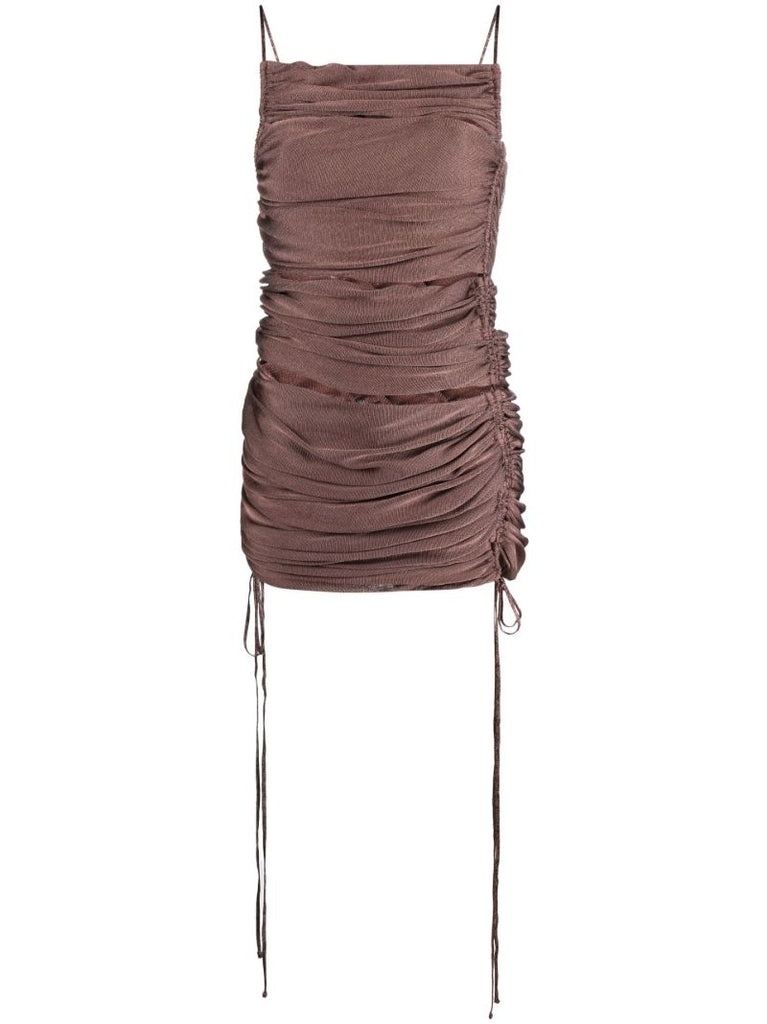 Brown Appleskin Cut-out Dress