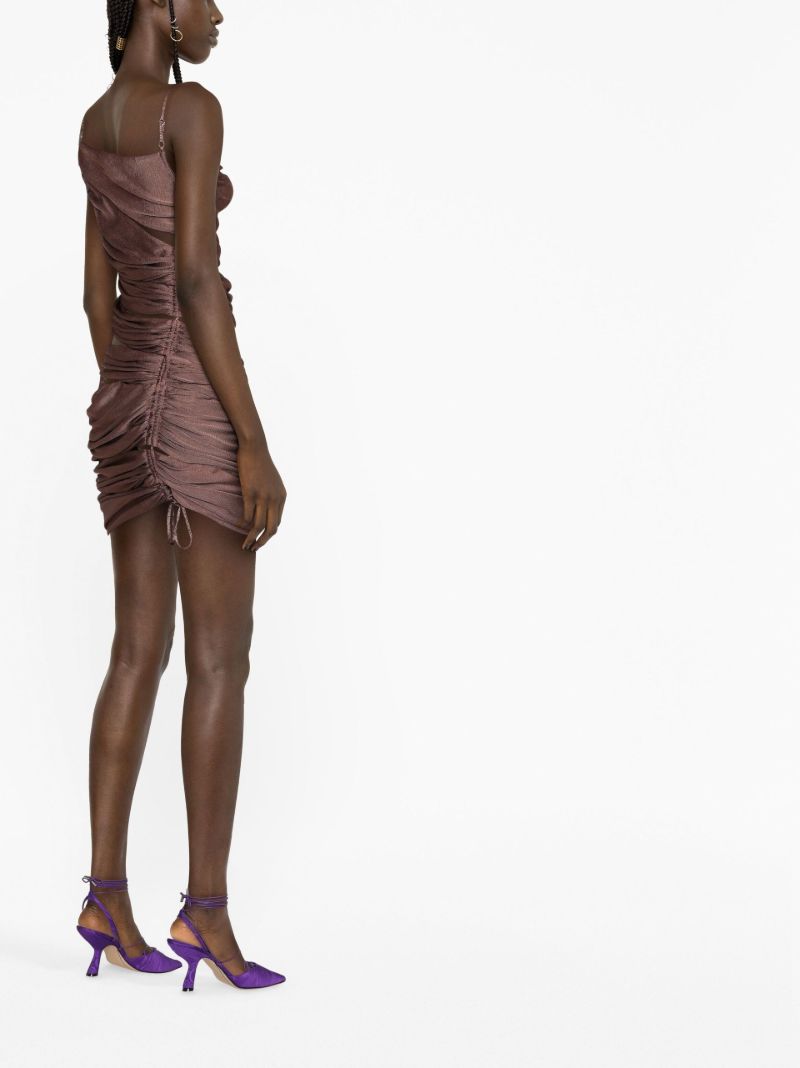 Brown Appleskin Cut-out Dress