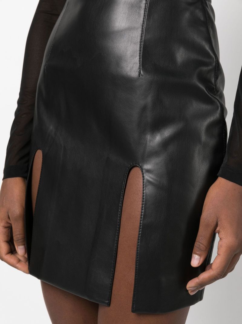 Black Cut-out Faux Leather Mini Skirt