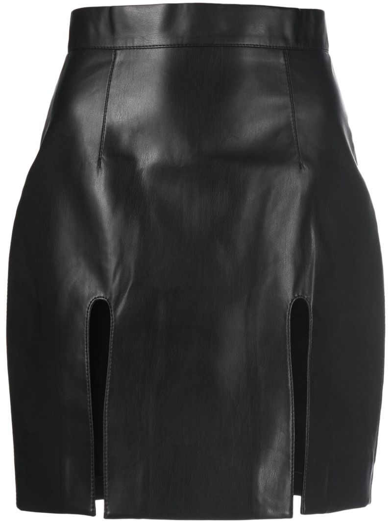 Black Cut-out Faux Leather Mini Skirt