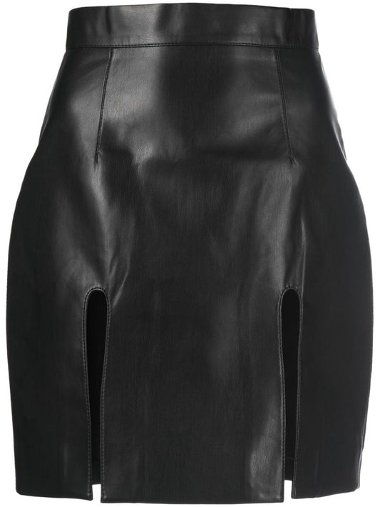 Black Cut-out Faux Leather Mini Skirt