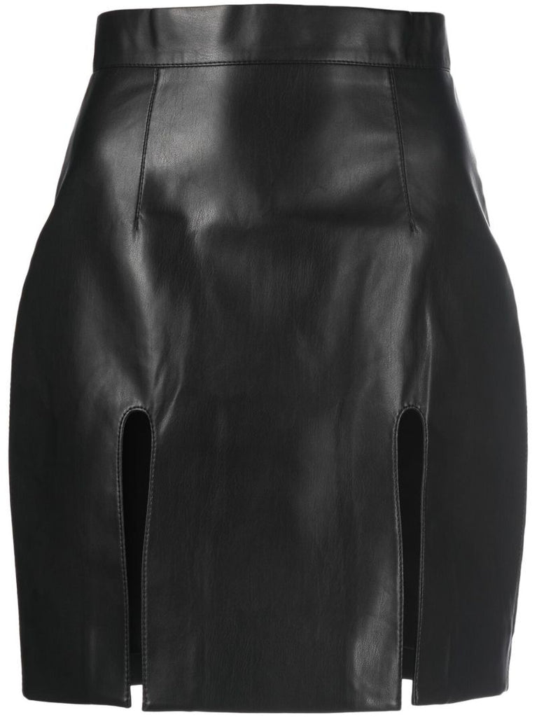 Black Cut-out Faux Leather Mini Skirt