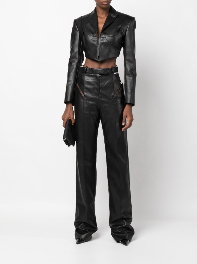 Black Cropped Faux Leather Jacket